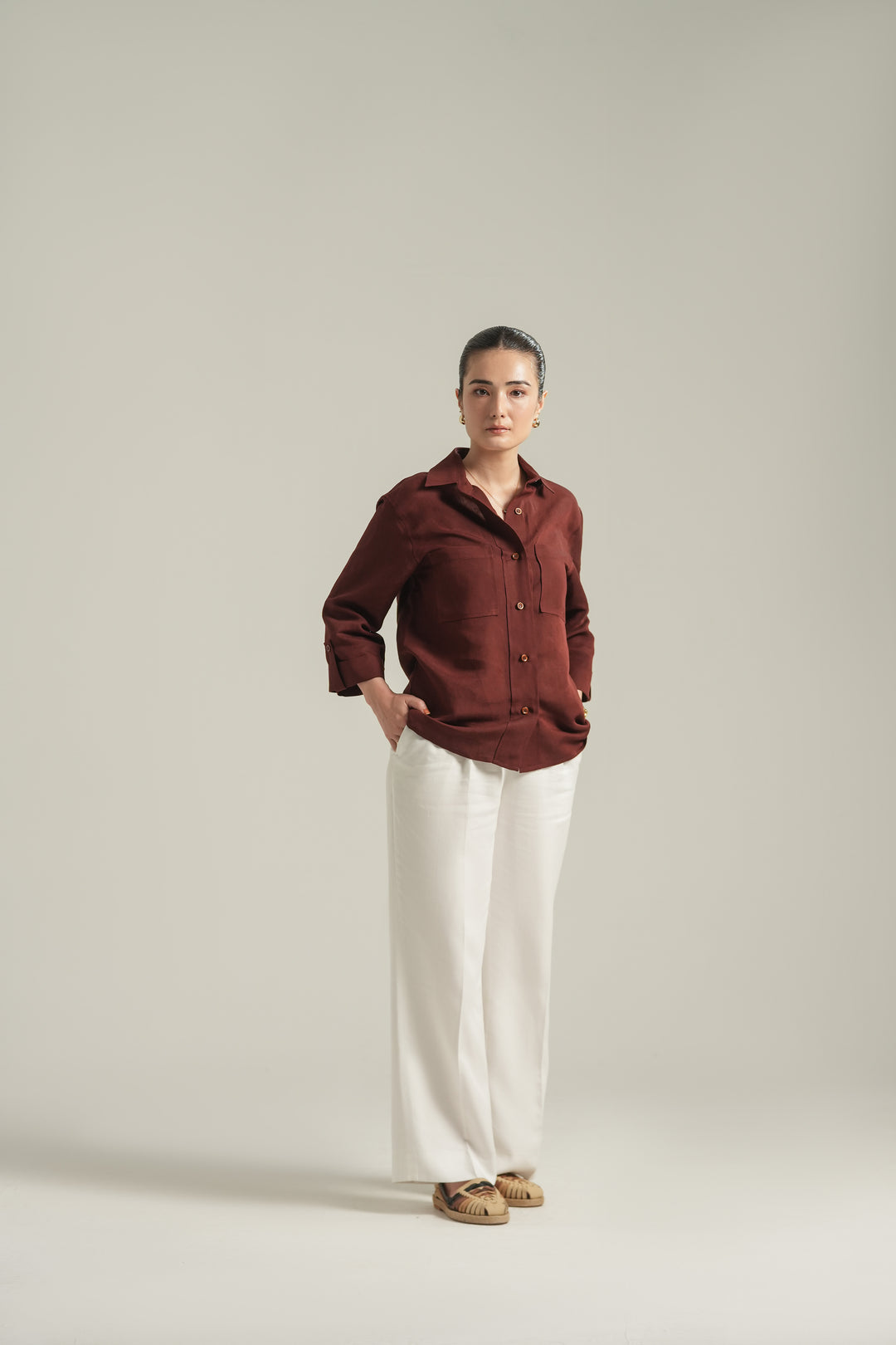 Burgundy Linen Shirt