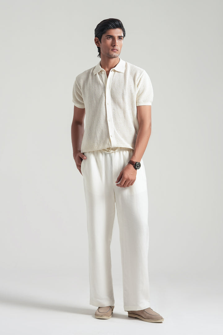 Pearl White Knitted Polo