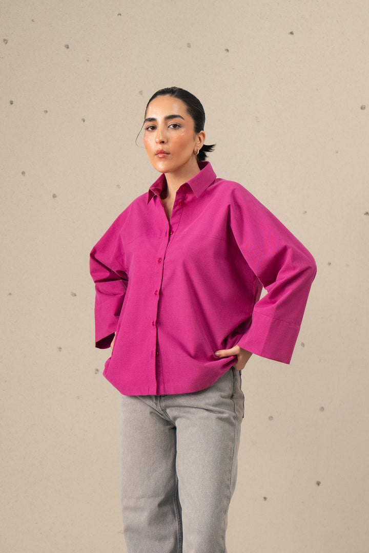 Pink Shirt With Yoke Detail