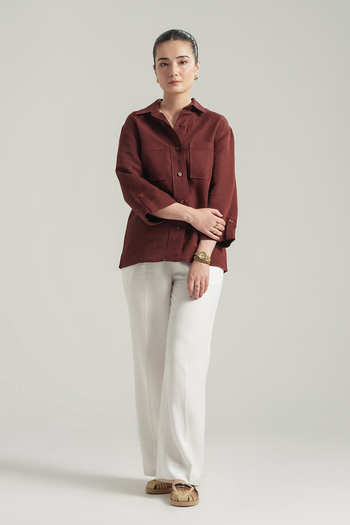 Burgundy Linen Shirt