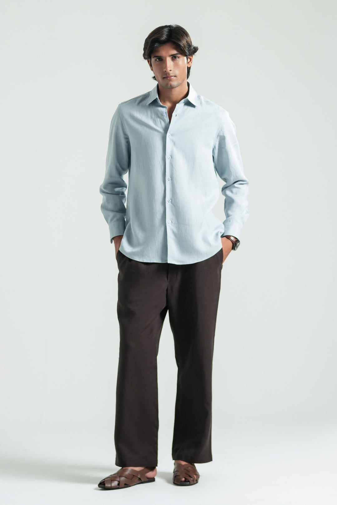 Ice Blue Linen Shirt