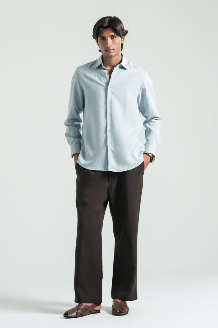 Ice Blue Linen Shirt