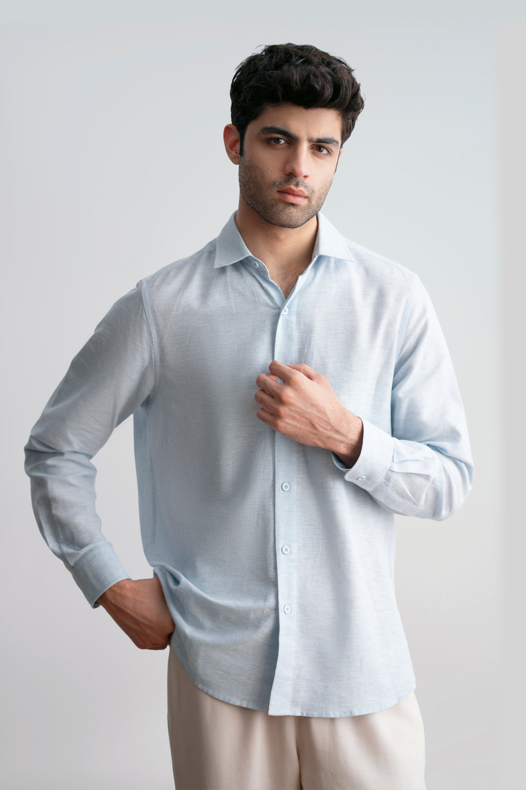 Sky Blue Linen Shirt