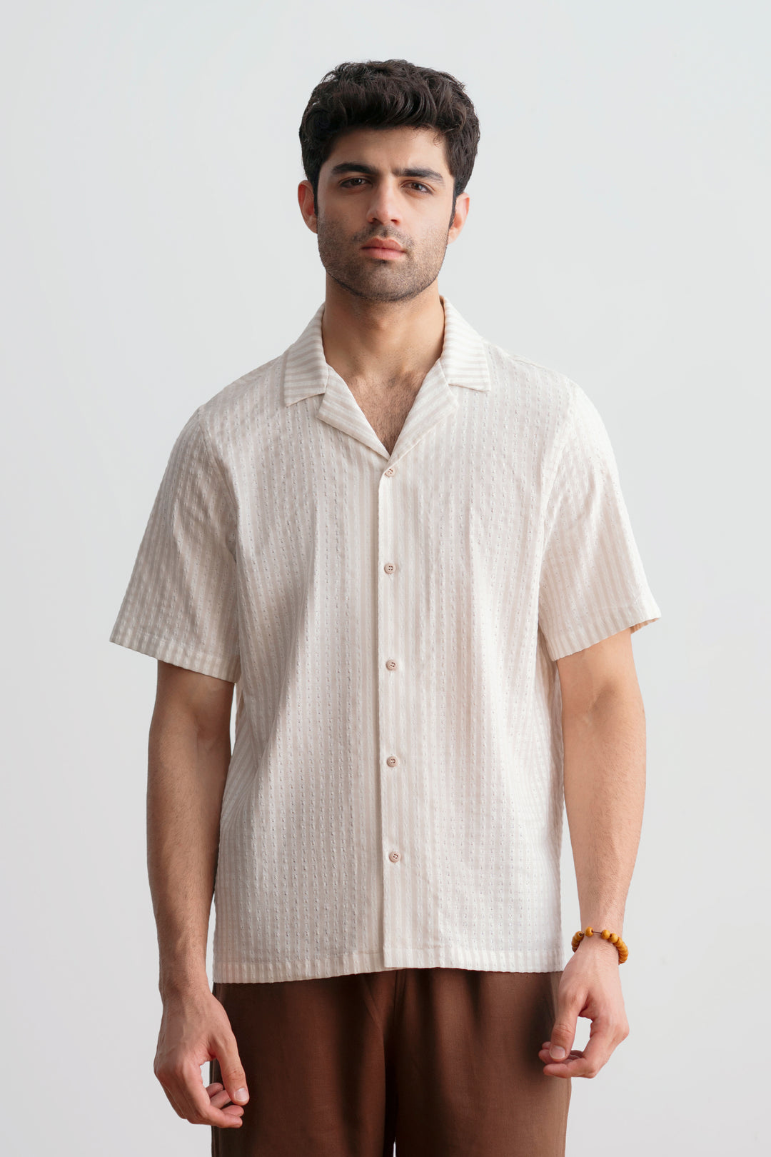 Beige Striped Resort Shirt