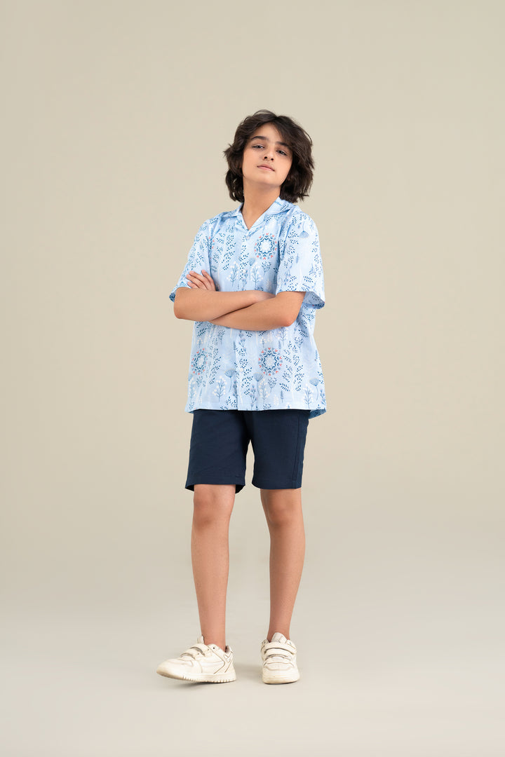 Sky Blue Printed Shirt