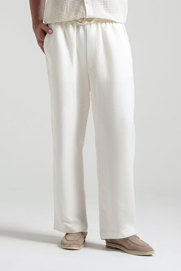 Off-white Linen Loose Fit Trouser