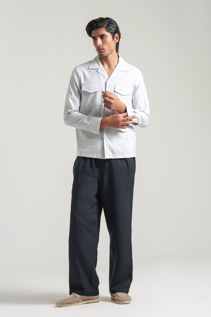 Light Grey Textured Safari Shirt