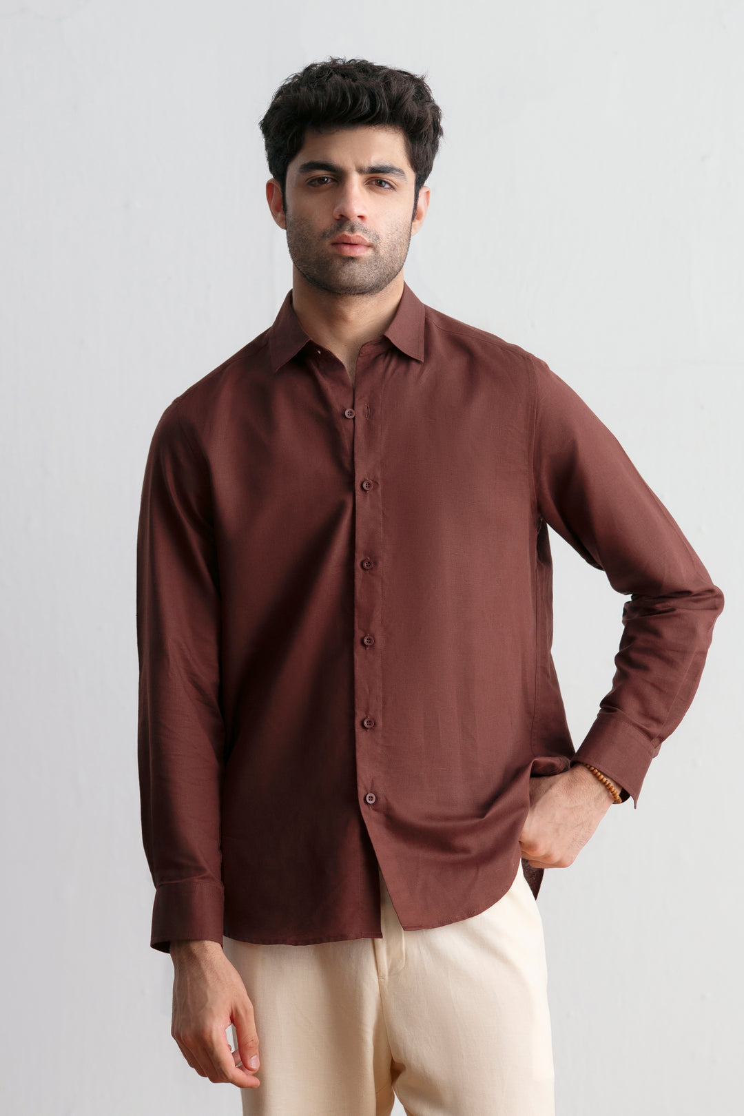 Burgundy Linen Shirt