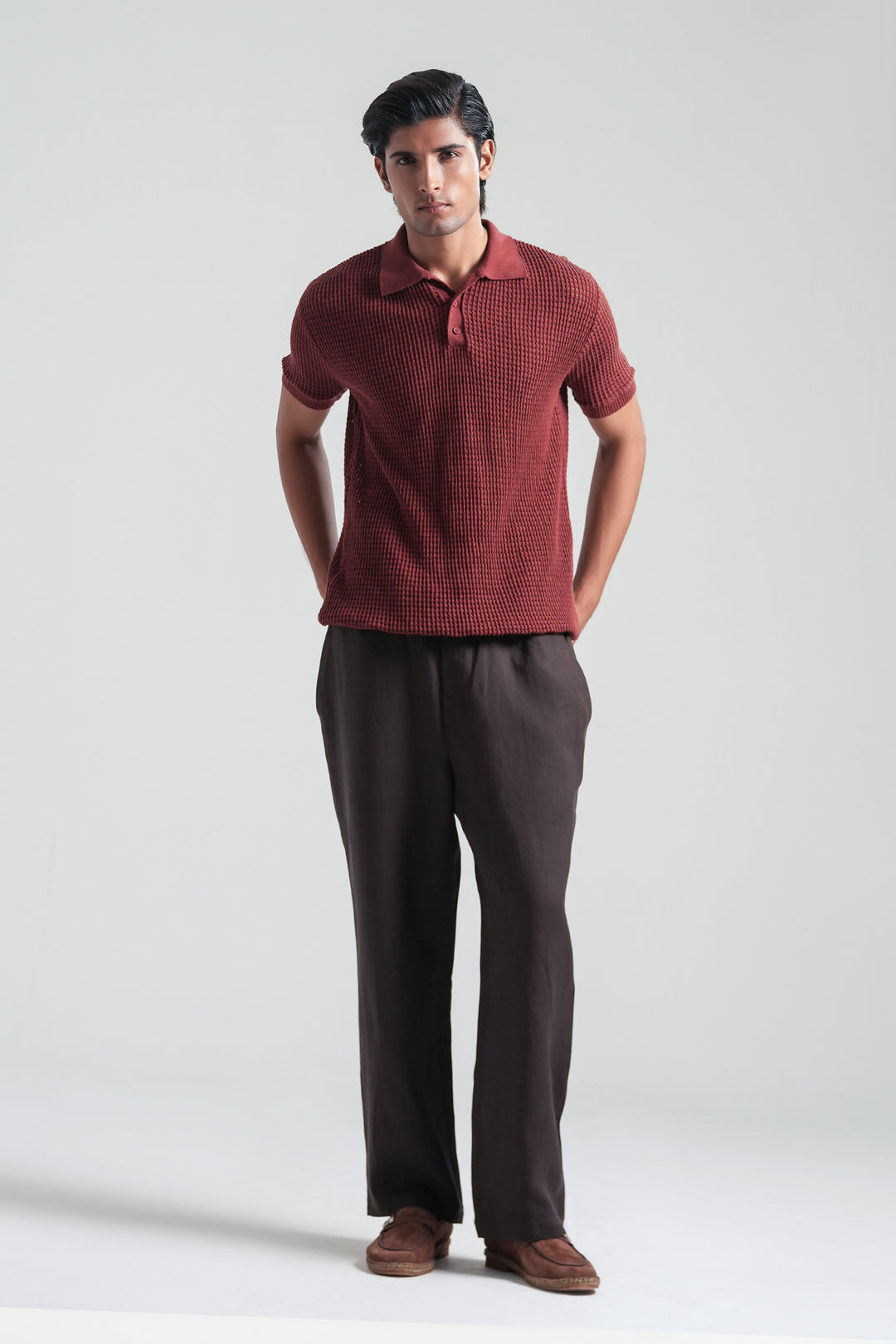 Brick Red Knitted Polo