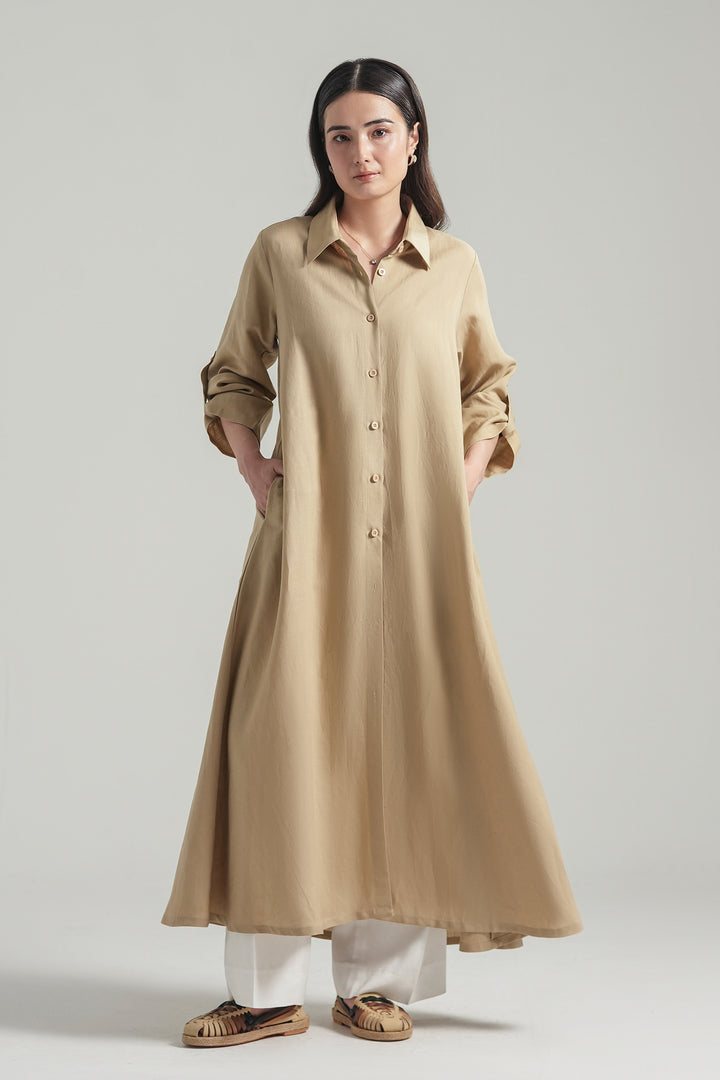 Beige Linen Long Dress