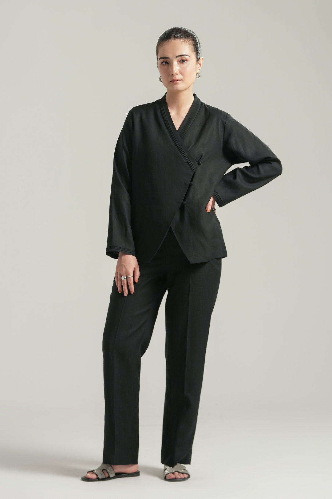 Black Linen Kimono