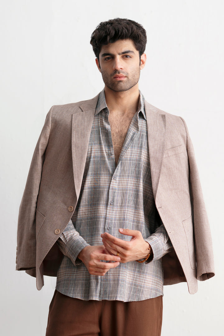Brown Linen Blazer