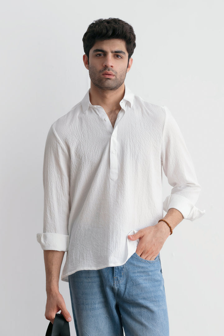 White Polo Textured Shirt