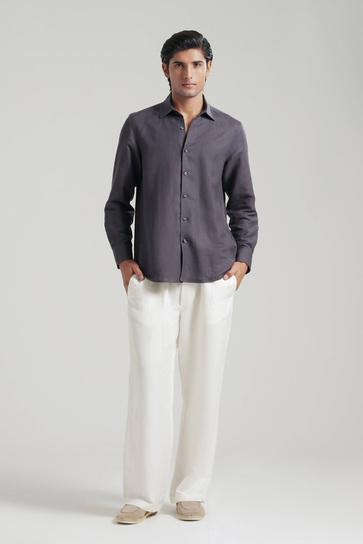 Dark Purple Linen Shirt