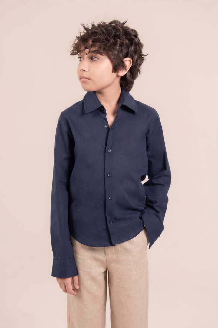 Navy Linen Shirt