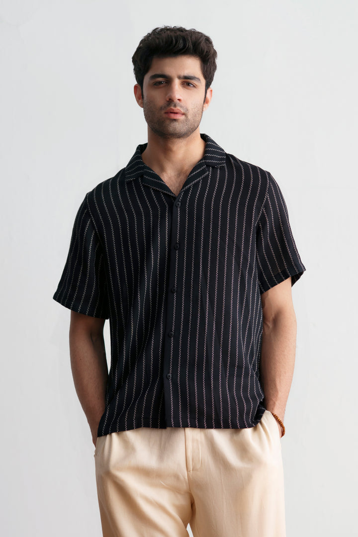 Black Striped Resort Shirt