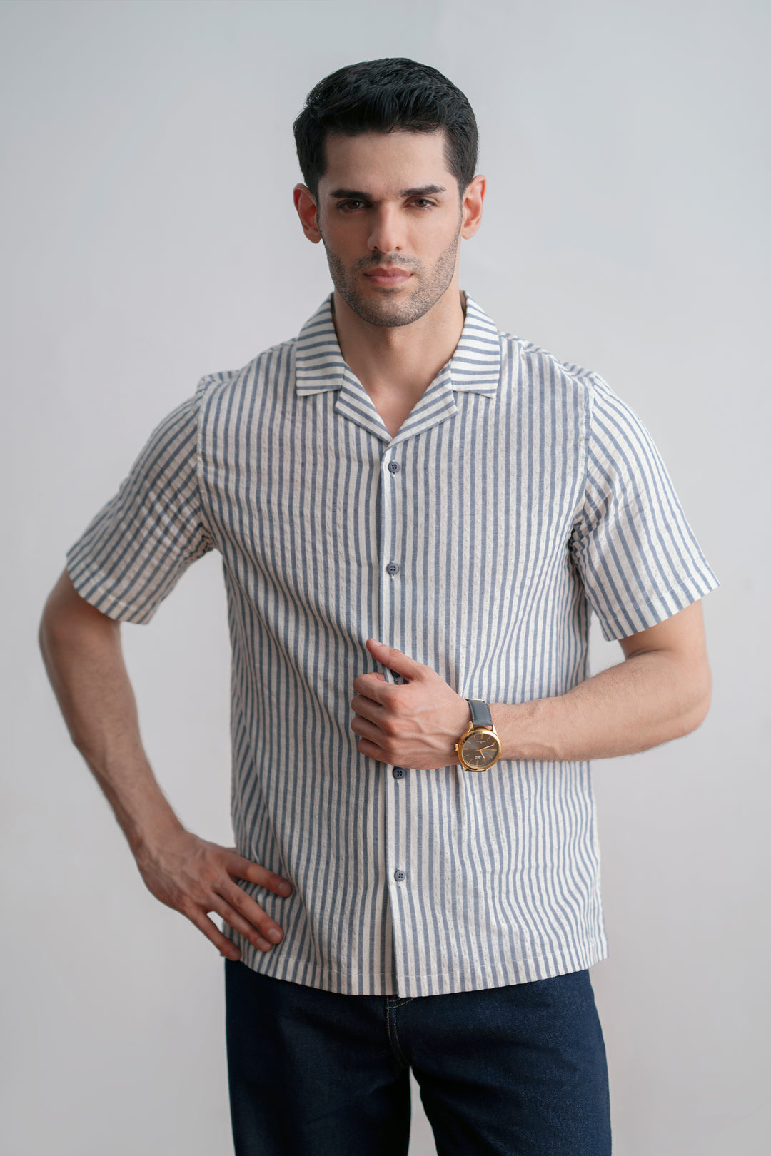 Blue Striped Resort Shirt