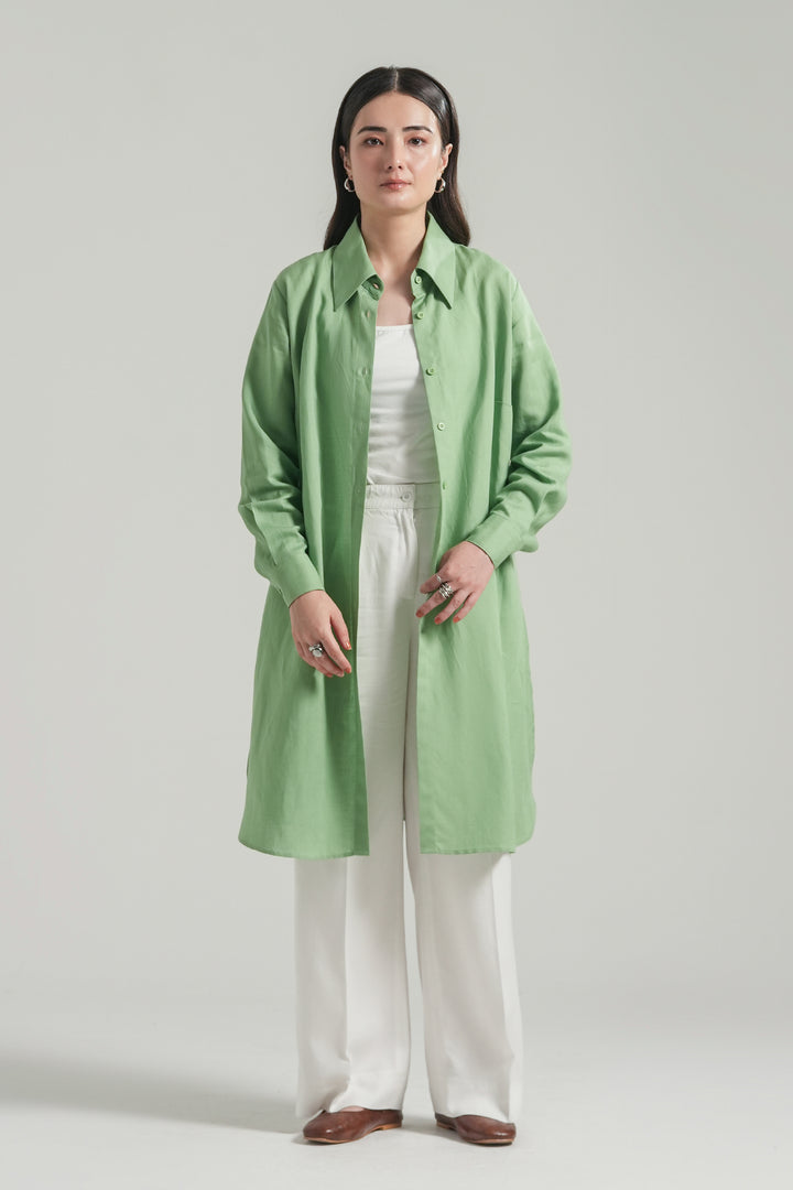 Mint Green Knee Lenth Shirt