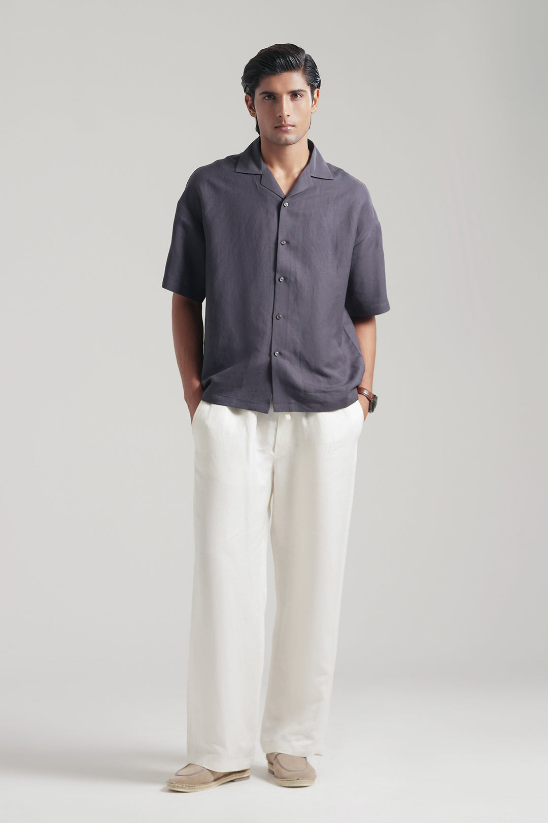 Dark Purple Linen Resort Shirt