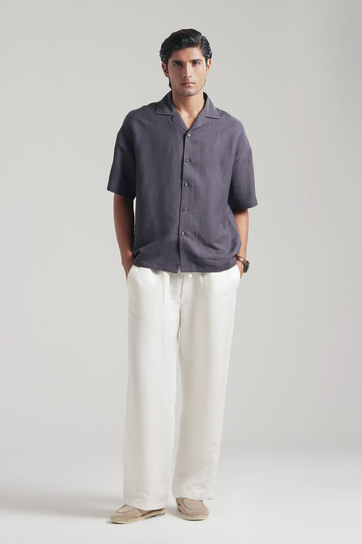 Dark Purple Linen Resort Shirt