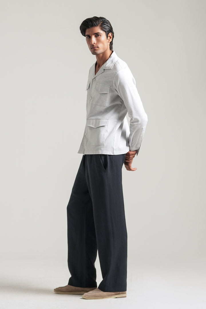 Light Grey Textured Safari Shirt
