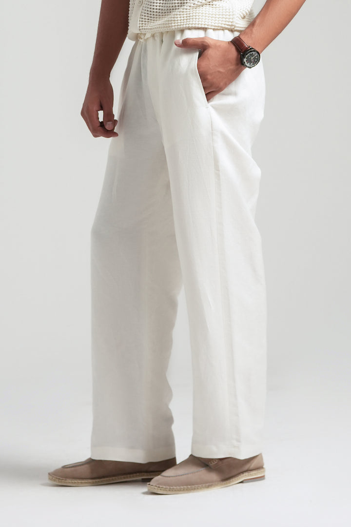 Off-white Linen Loose Fit Trouser