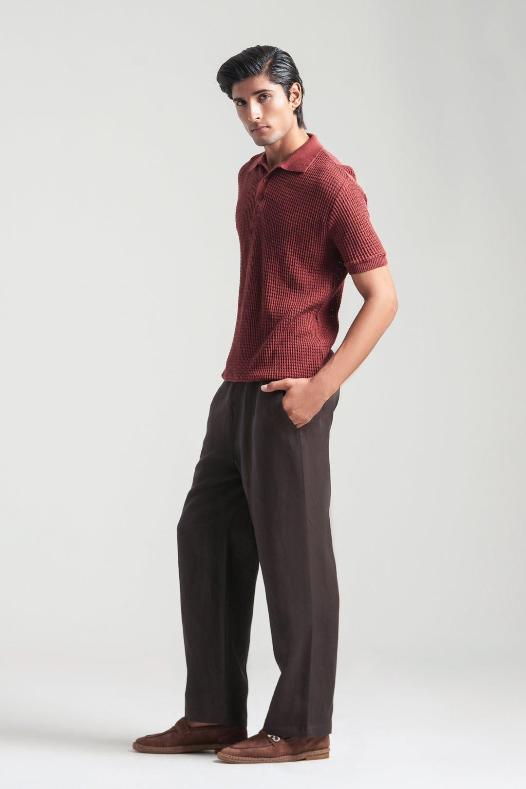 Brick Red Knitted Polo
