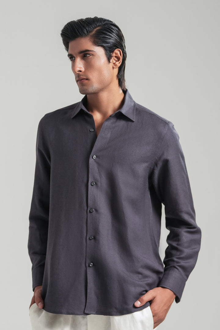 Dark Purple Linen Shirt