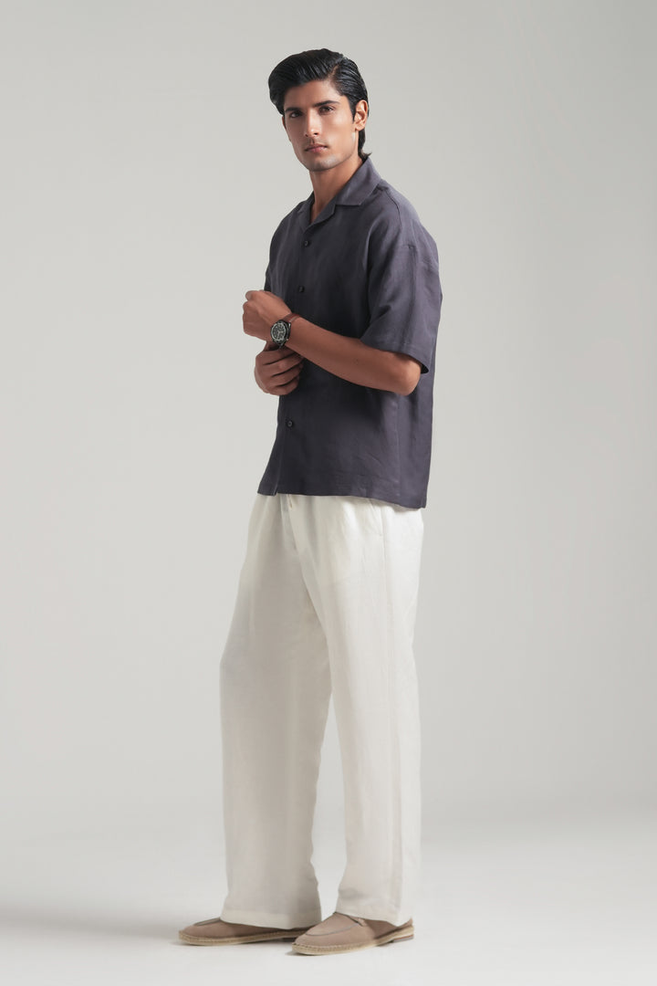 Dark Purple Linen Resort Shirt
