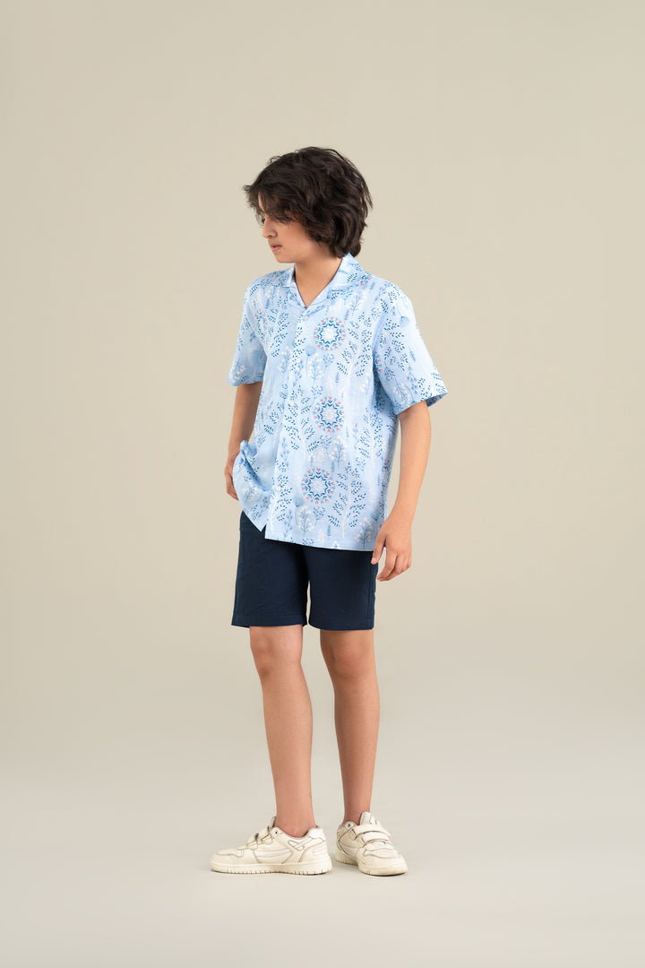 Sky Blue Printed Shirt