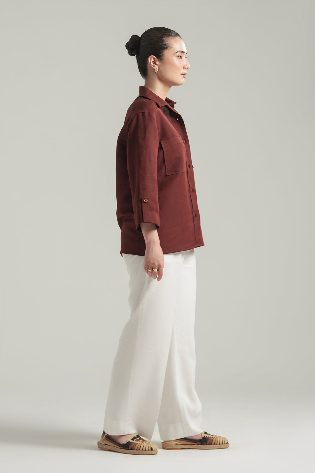 Burgundy Linen Shirt
