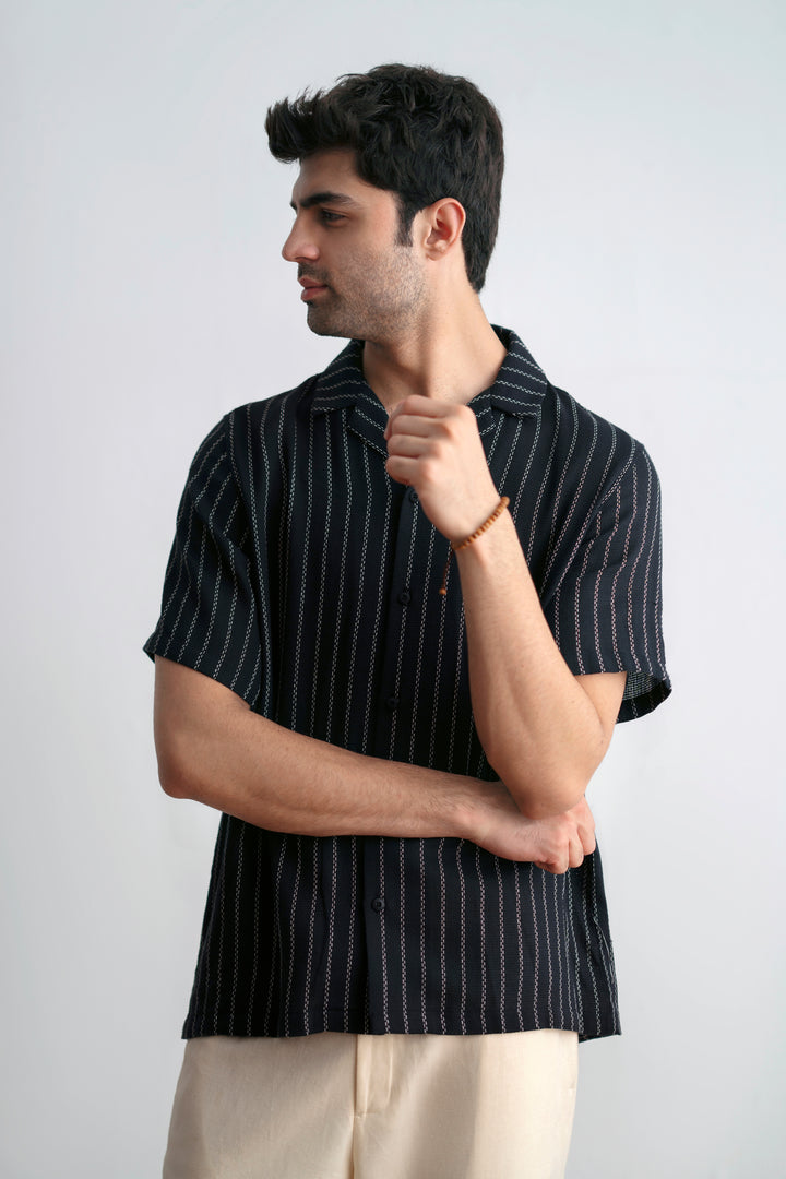 Black Striped Resort Shirt