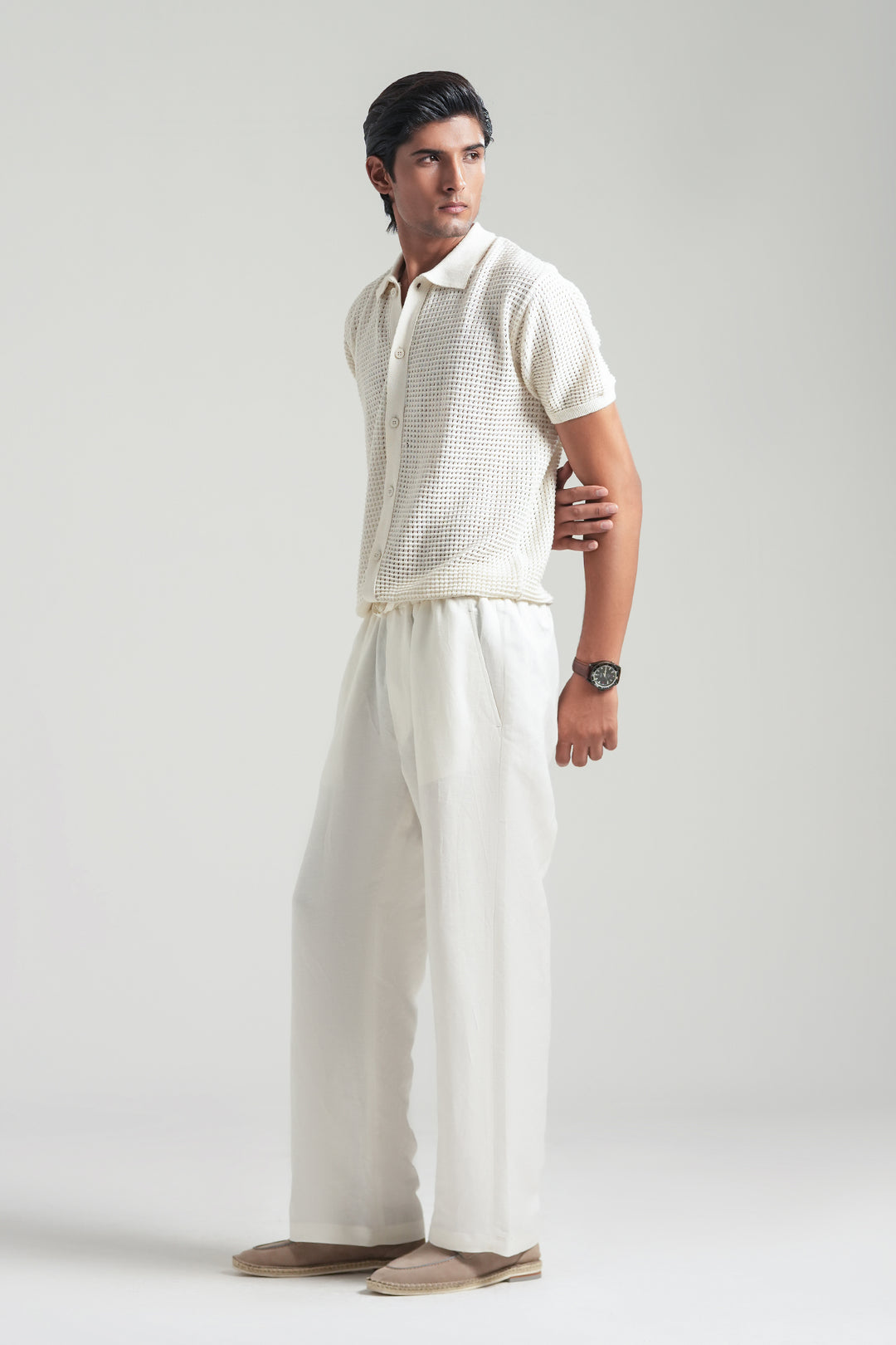 Pearl White Knitted Polo