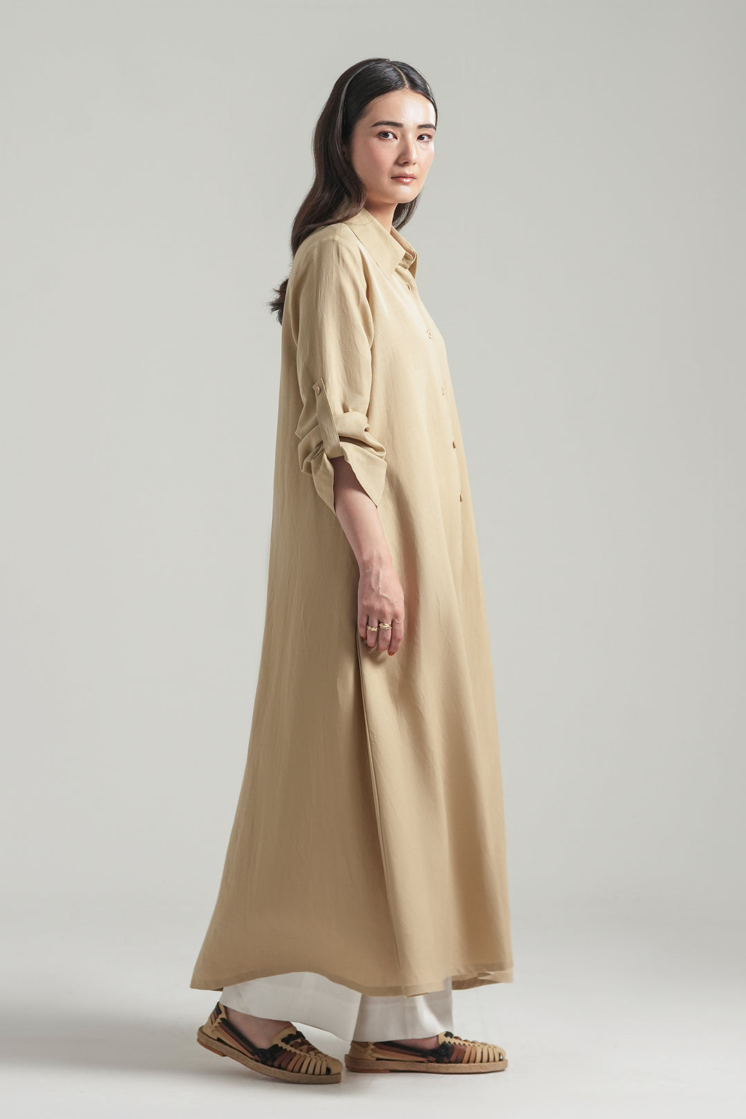 Beige Linen Long Dress
