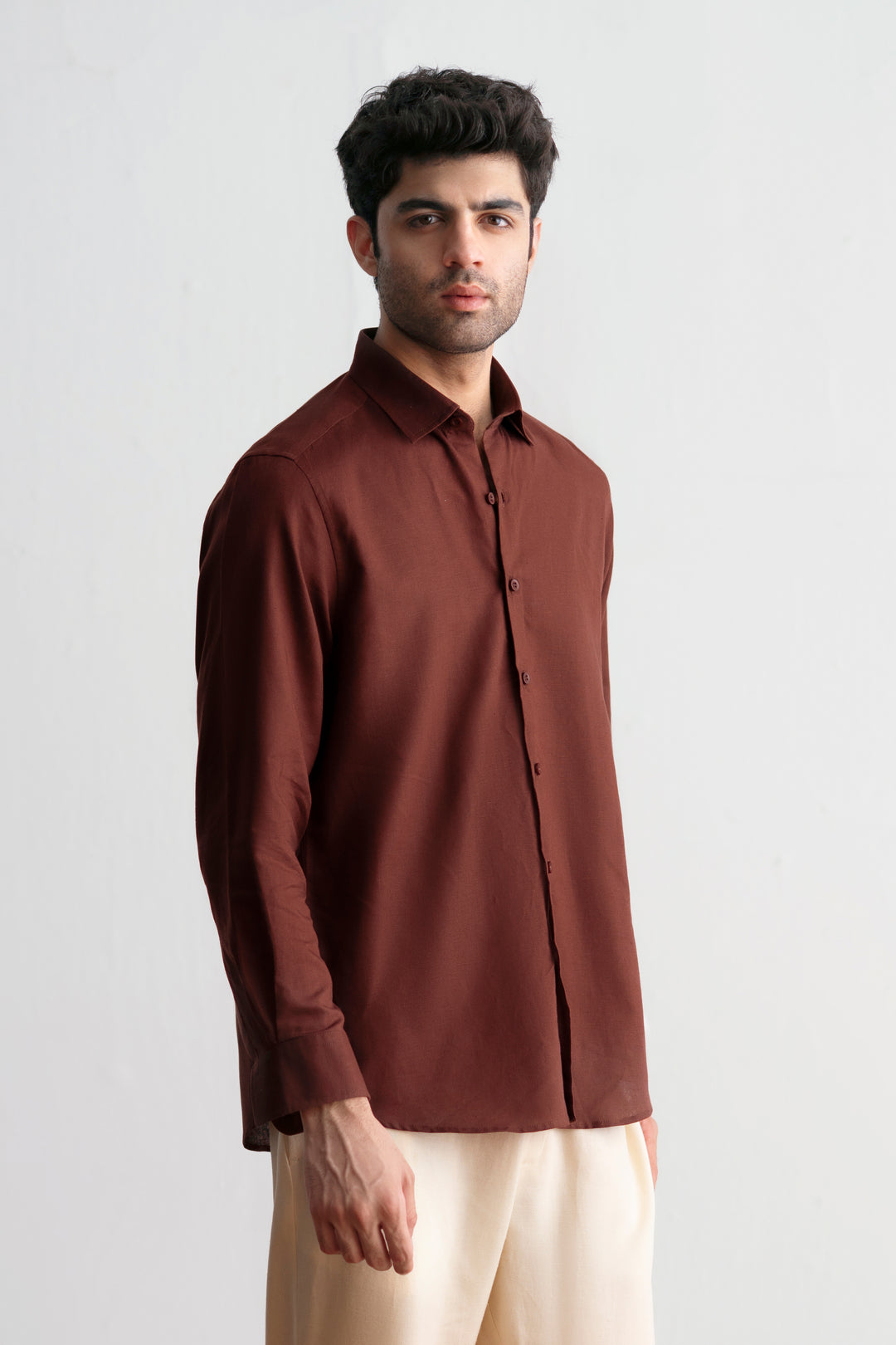 Burgundy Linen Shirt