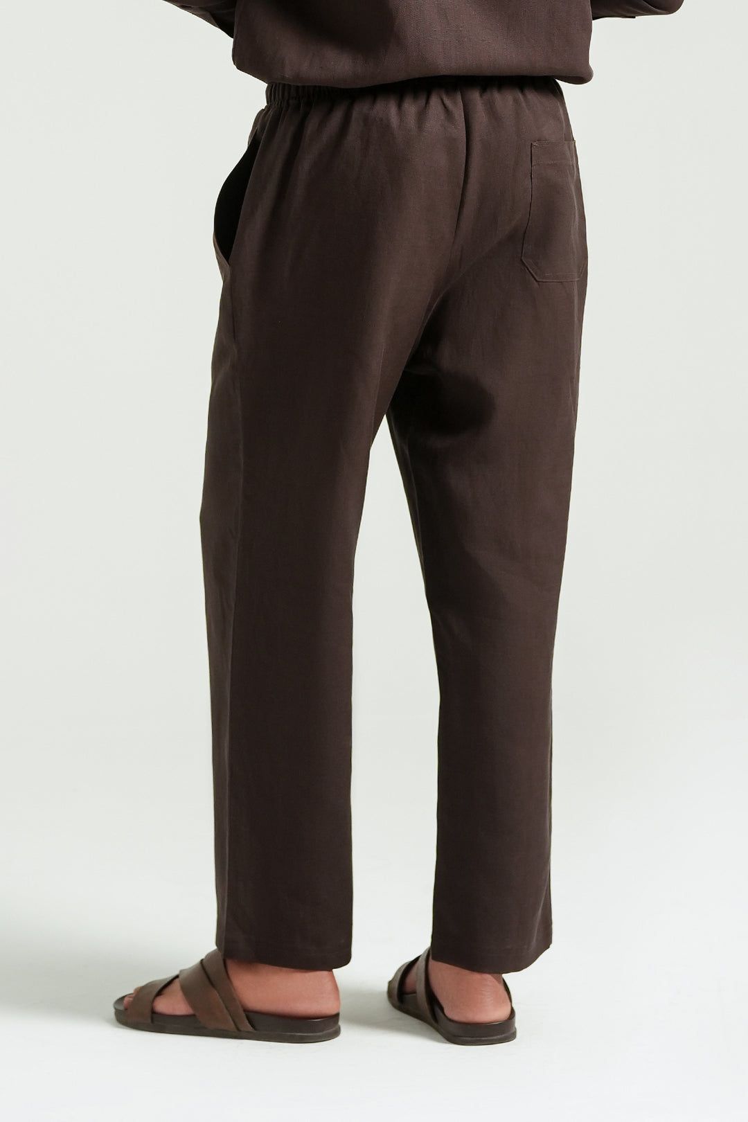 Brown Linen Loose Fit Trouser