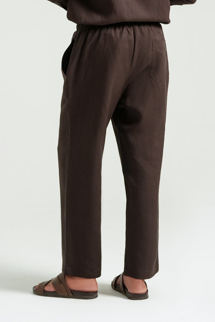 Brown Linen Loose Fit Trouser