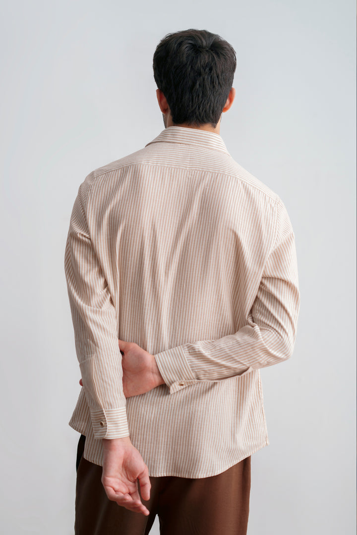 Beige Striped Linen Shirt