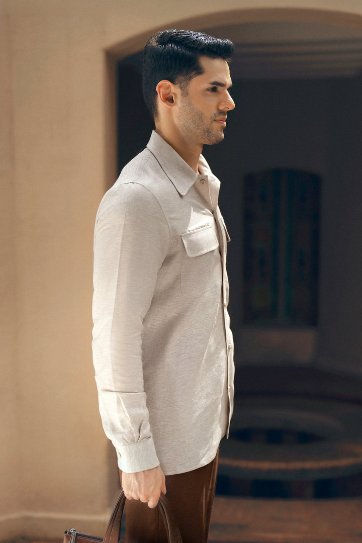 Beige Safari Linen Shirt