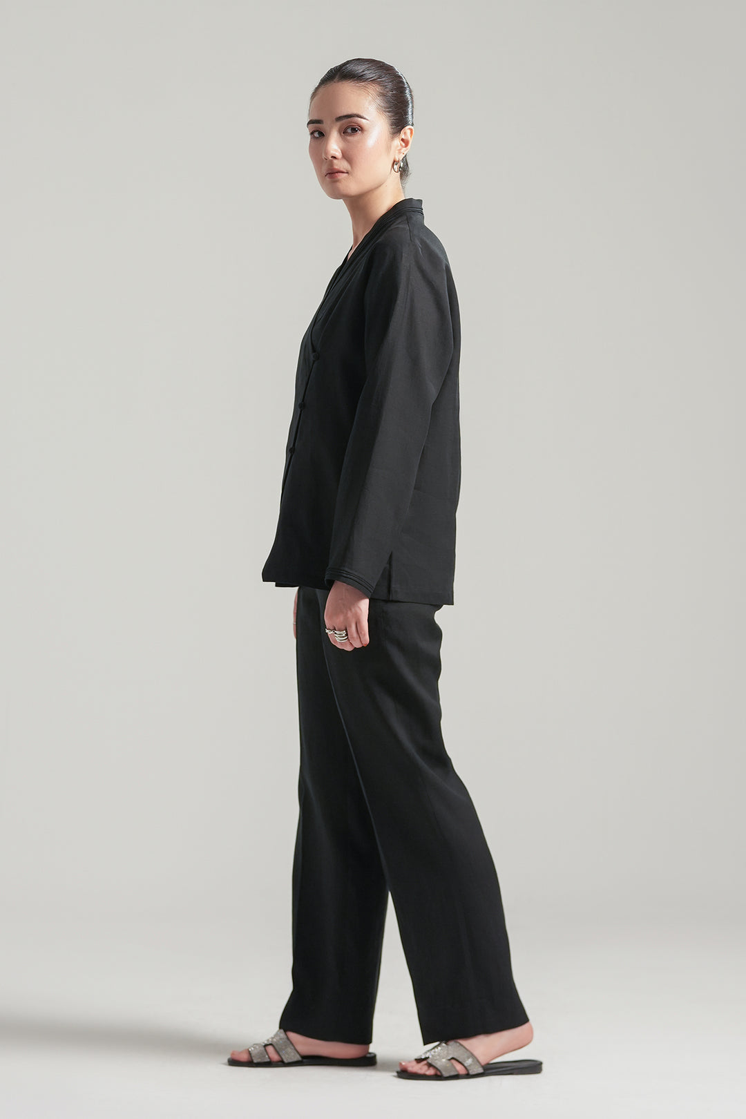 Black Linen Kimono
