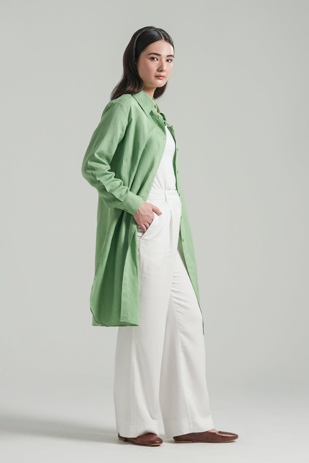 Mint Green Knee Lenth Shirt