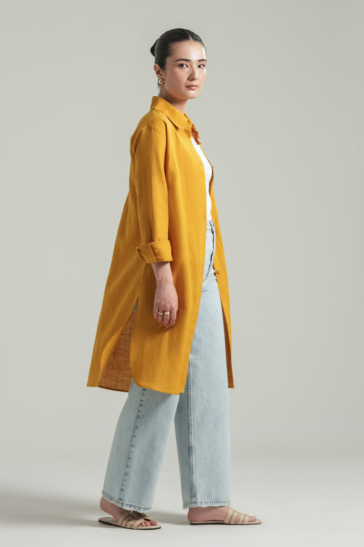 Mustard Yellow Knee Length Shirt