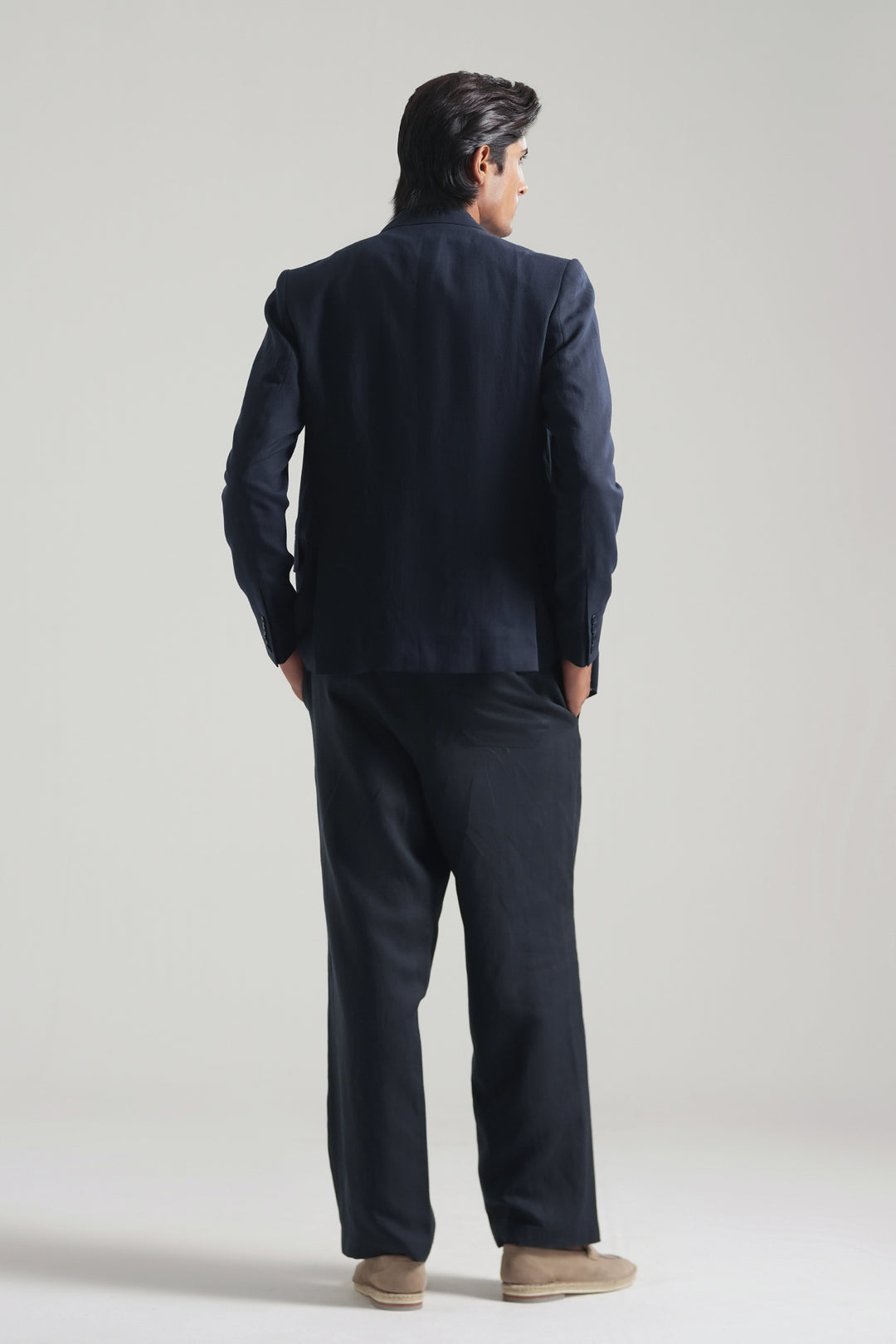 Navy Blue Linen Blazer