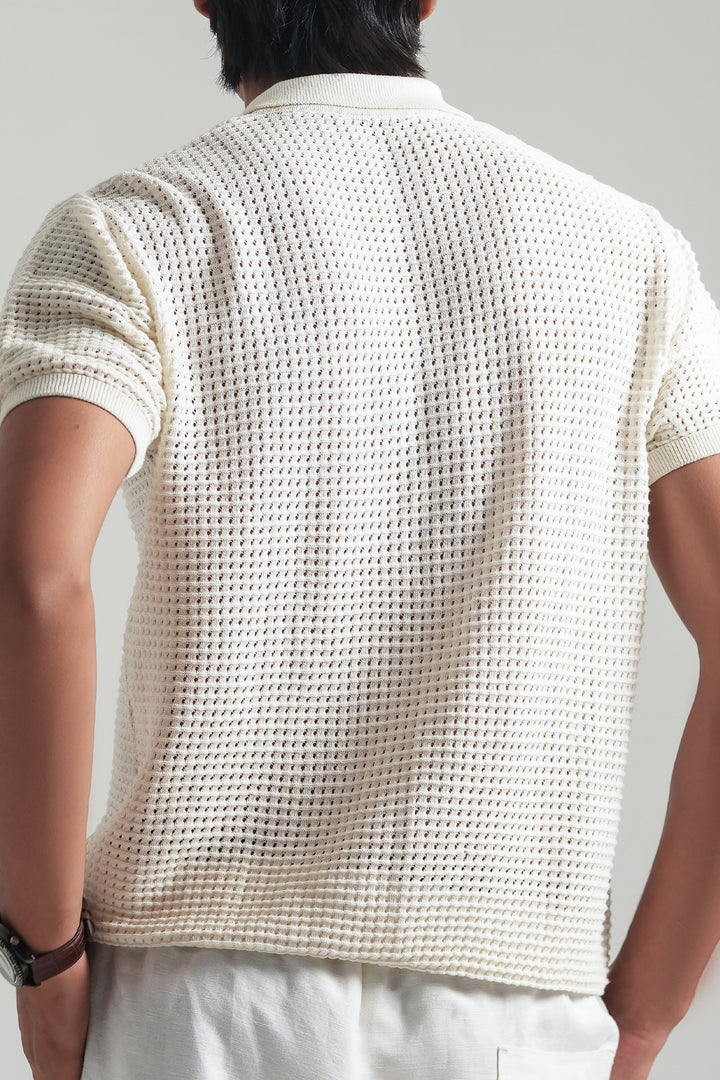 Pearl White Knitted Polo