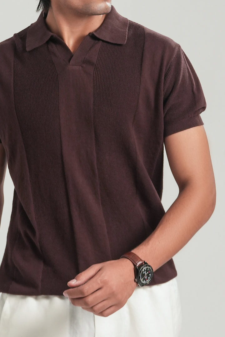 Brown Knitted Polo
