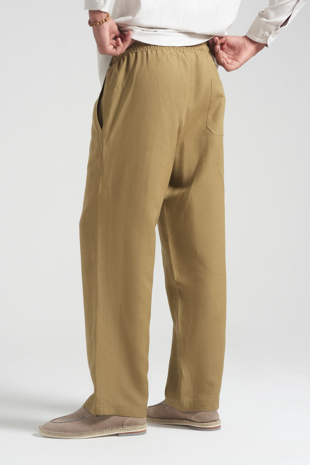 Olive Mustard Linen Loose Fit Trouser