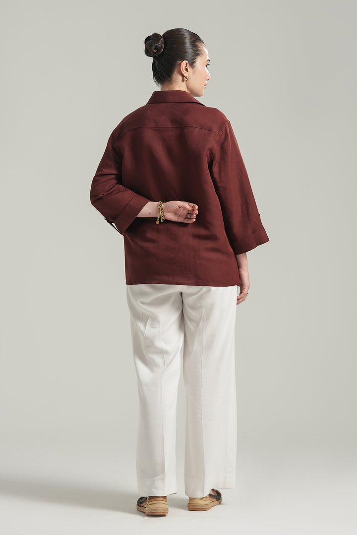 Burgundy Linen Shirt