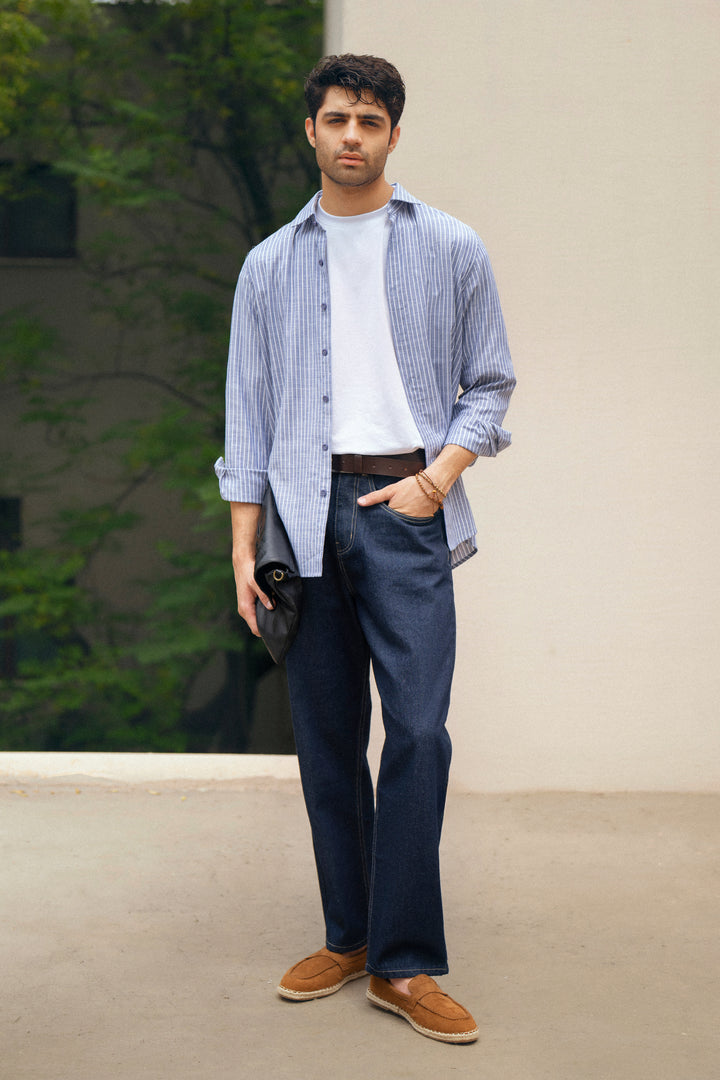 Blue Striped Linen Shirt