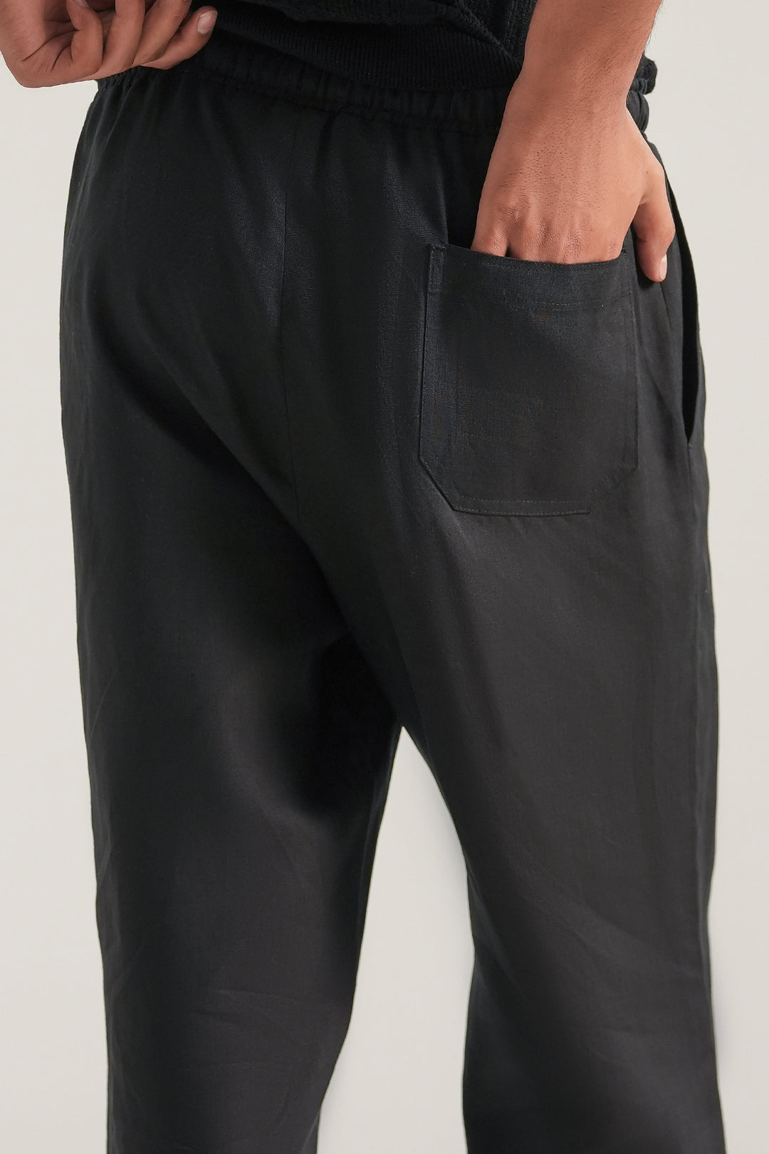 Black Linen Loose Fit Trouser