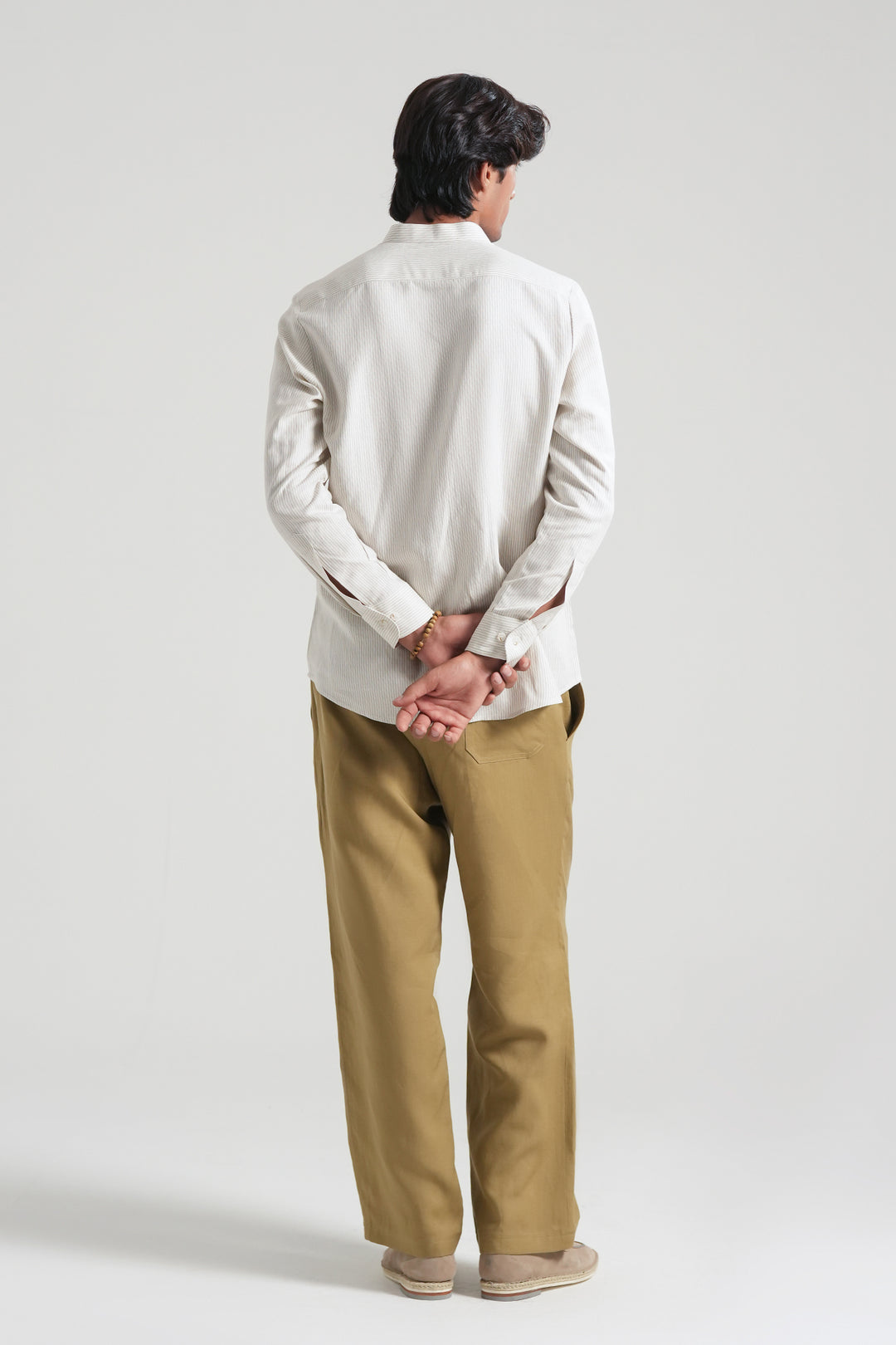 Off-white Striped Mao Collar Shirt